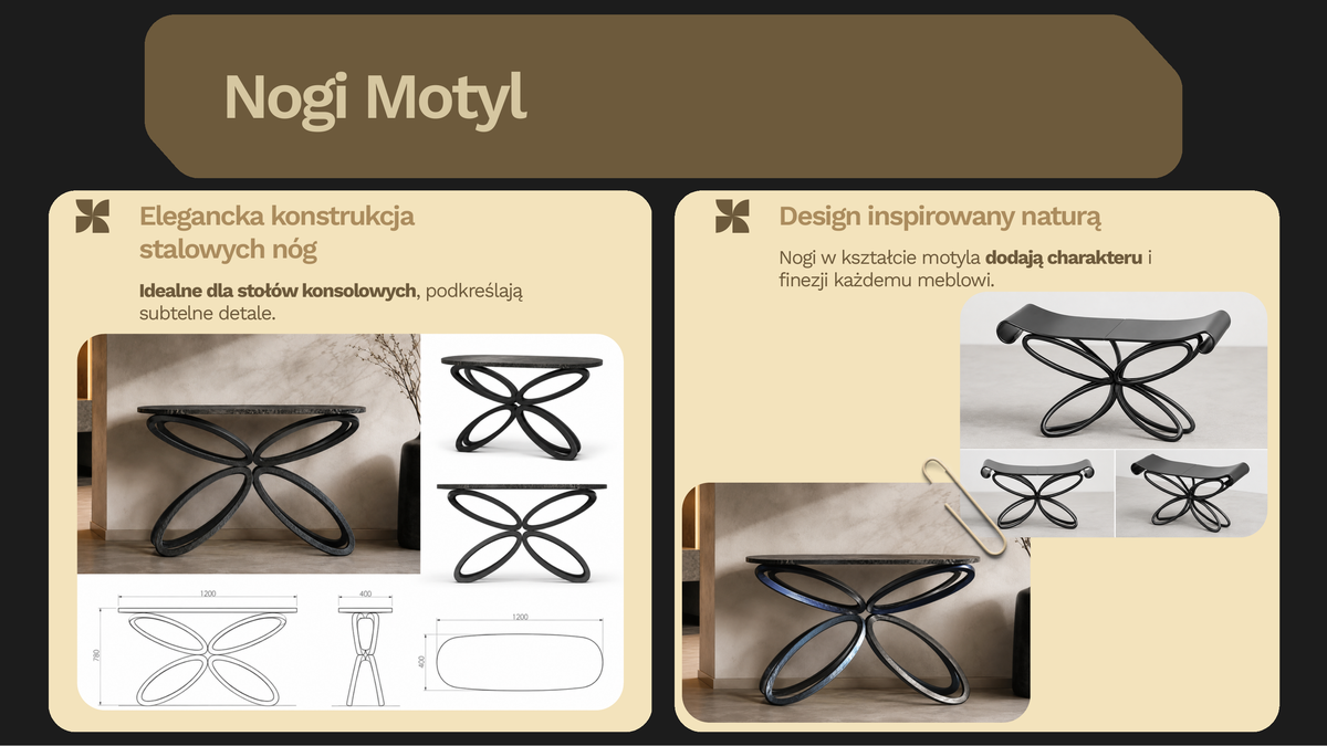 Nogi Motyl - konstrukcja stalowa